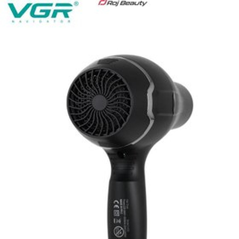 سشوار حرفه‌ای 2400 وات وی جی ار مدل V-450، موتور AC، وزن 950 گرم، دارای سری متمرکز‌کننده باریک، سری شانه‌دار با ویژگی صاف‌کنندگی، حجم‌دهندگی، با قابلیت باد سرد