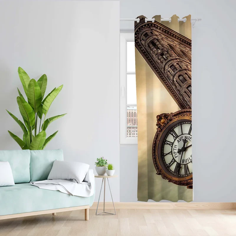 پرده طرح ساعت مدل مخمل پانچی کد 5335L z سایز 140x200 سانتی متر