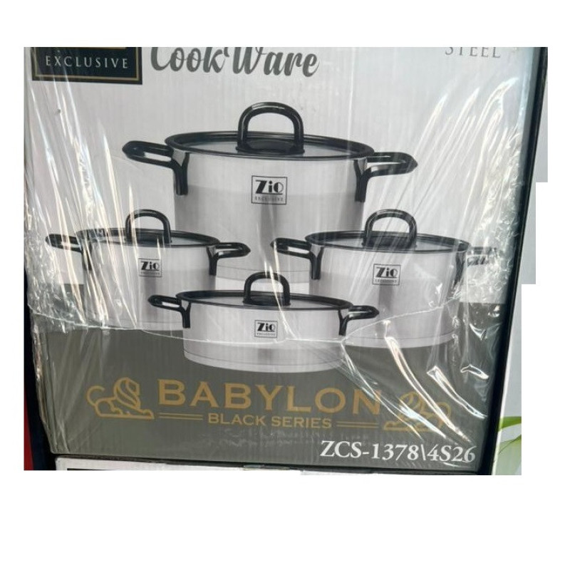 سرویس قابلمه و تابه استیل ۸ پارچه زیو مدل ZCS-13784S26