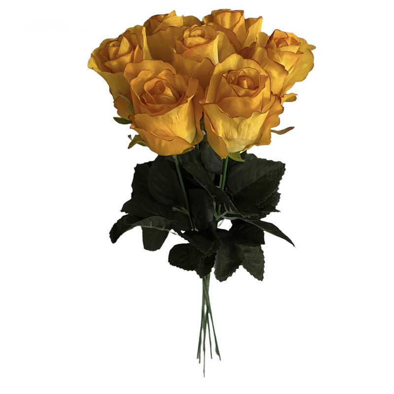 گل مصنوعی رز هلندی پارچه ای قابل شستشو، بسته 7 عددی، با طول شاخه 45 سانتی‌متر و عرض سرگل 5 سانتی‌متر