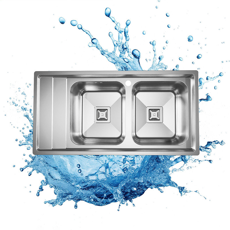 سینک ظرفشویی استیل توکار دو لگنه کن مدل 6132L