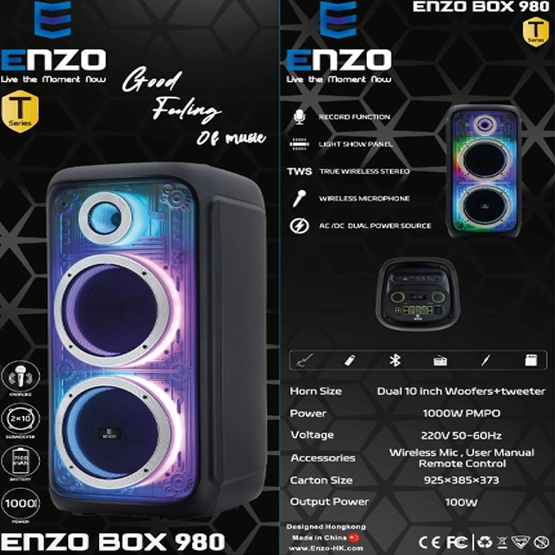 اسپیکر بلوتوثی قابل حمل انزو مدل BOX T980