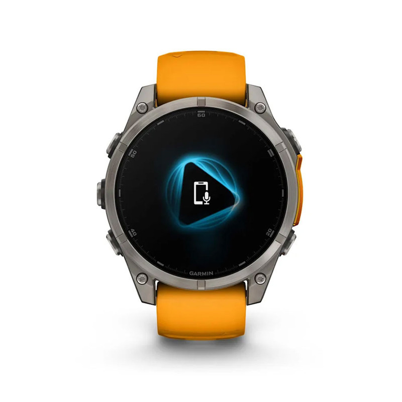 ساعت هوشمند گارمین مدل Fenix 8 - 47mm دارای قابلیت های صفحه نمایش لمسی، کنترل موسیقی، کنترل سطح اکسیژن خون، ضد آب، بند سیلیکون
