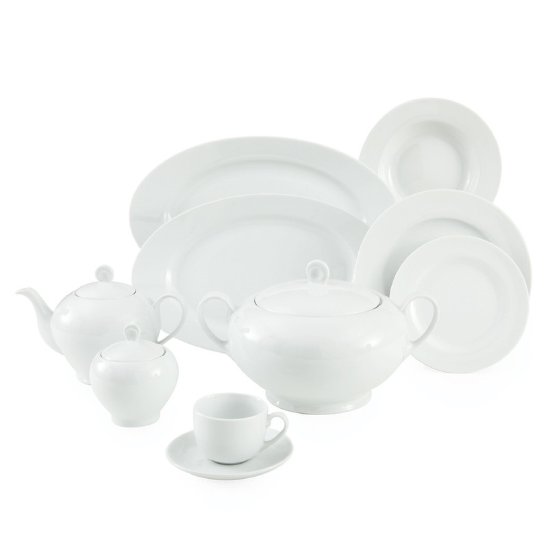 سرویس غذاخوری 102 پارچه چینی زرین ایران سری ایتالیا اف مدل White درجه یک