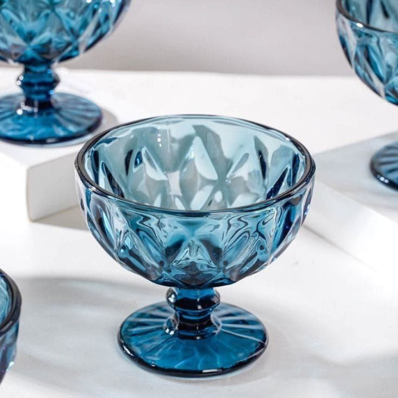بستنی خوری دلی مدل پایه کوتاه طرح لوزی کد 400ml بسته 6 عددی