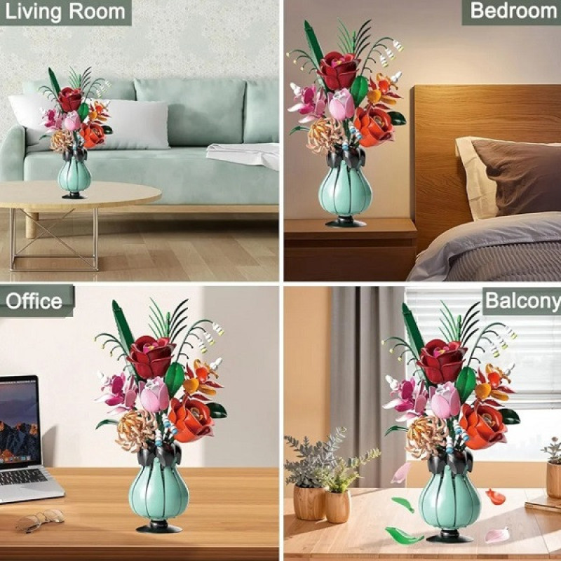 ساختنی 566 تکه مدل گلدان گل رز طرح BELISAMA FLOWER کد 13069
