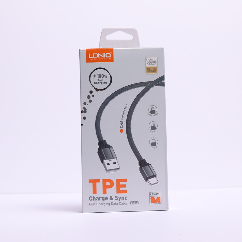 کابل تبدیل USB به لایتنینگ الدینیو مدل ls441 طول 1 متر