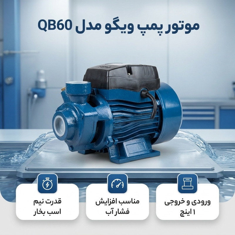 موتور پمپ ویگو مدل نیم اسب QB60 مناسب داخل واحد
