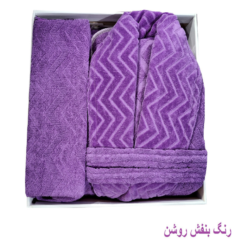 سرویس حوله پالتویی ۴ تکه الماس مدل تن پوش برجسته کد  H_403 سایز ۱۲۵ سانتی متر