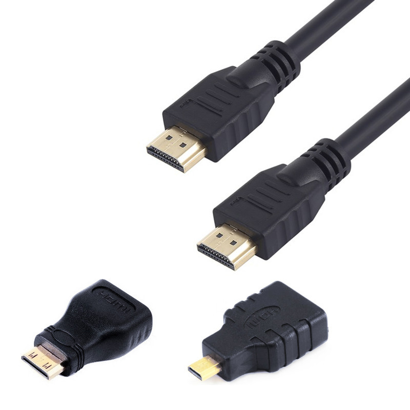 کابل HDMI به HDMI بلک مدل ALL in ONE طول 1.5 متر همراه مبدل MICRO HDMI و MINI HDMI