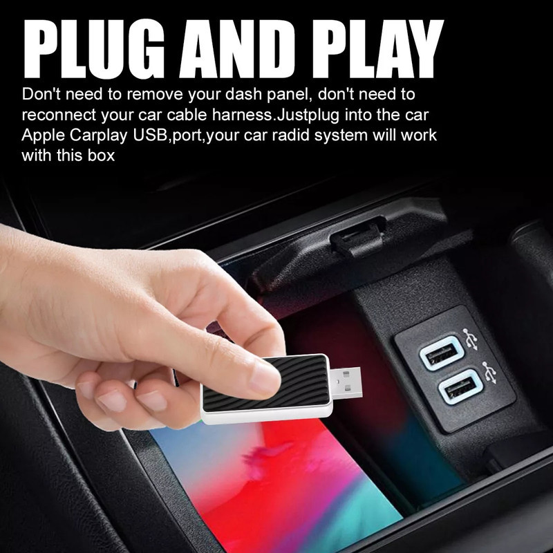 کارپلی و اندروید اتو مدل Wireless P9593 CarplayAndroid Auto به همراه مبدل USB به USB-C
