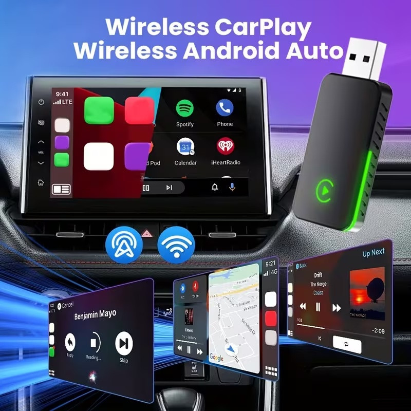 کارپلی و اندروید اتو مدل CPAA M10 2in1 CarplayAndroid Auto به همراه مبدل USB به USB-C