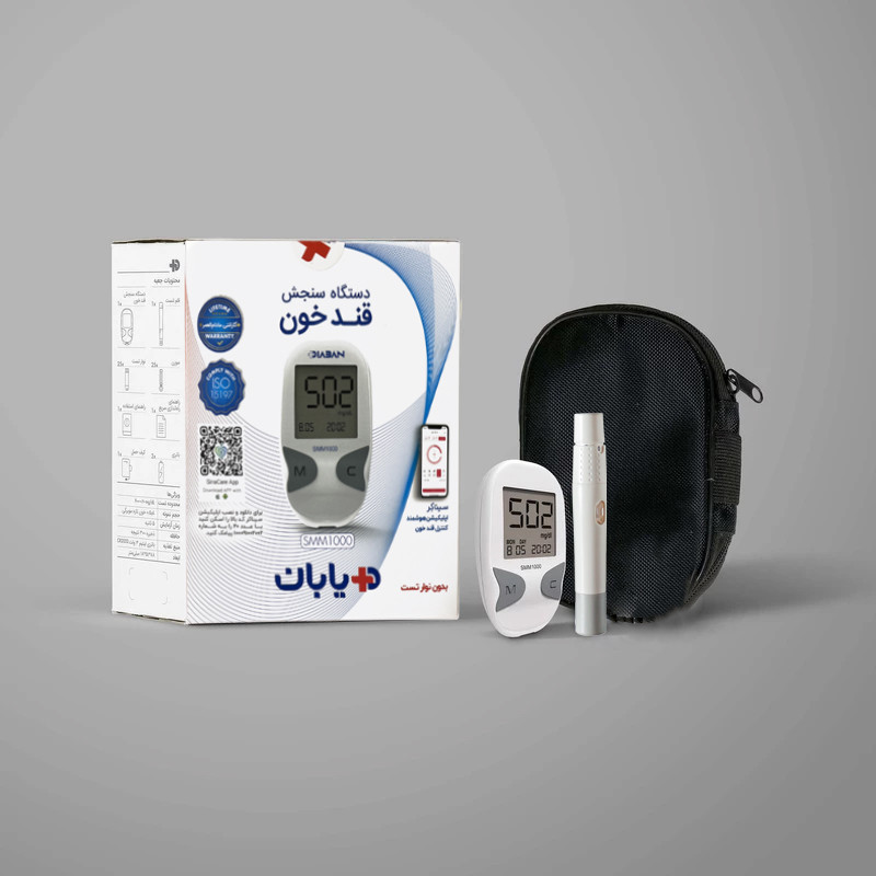 دستگاه تست قند خون دیابان مدل SMM1000 به همراه نوار تست قندخون چهار بسته 50 عددی