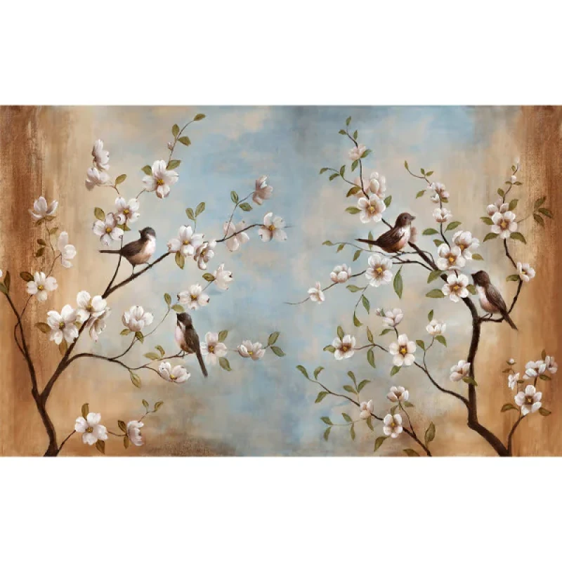 پوستر دیواری سه بعدی طرح گل و پرنده کد 13425712