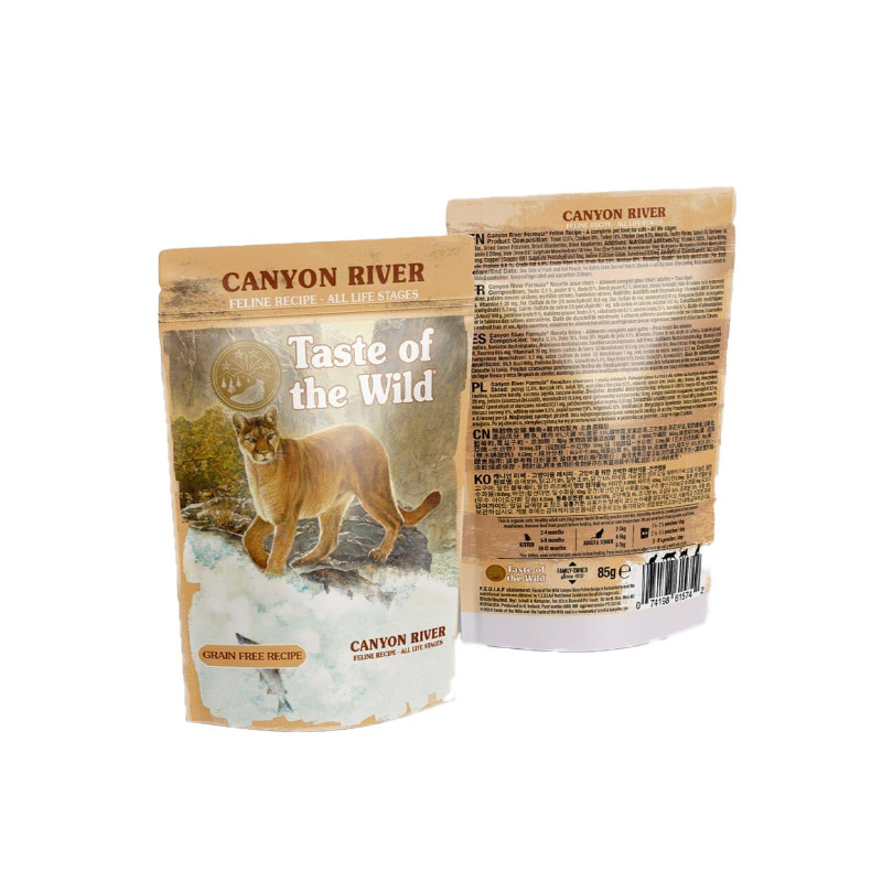 پوچ گربه مسن تیست آف ویلد مدل Canyon River Feline Recipe طعم ماهی قزل‌‌آلا و سالمون وزن ۸۵ گرم