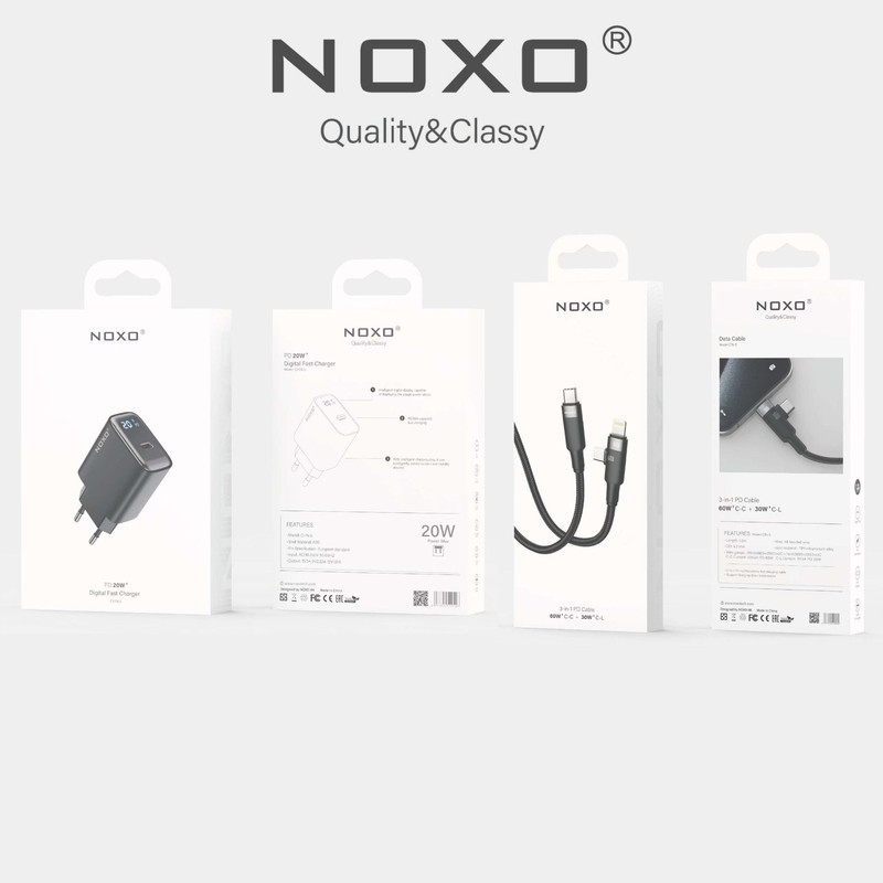شارژر دیواری 20 وات نوکسو مدل CHN-5 به همراه کابل USB-C  لایتنینگ