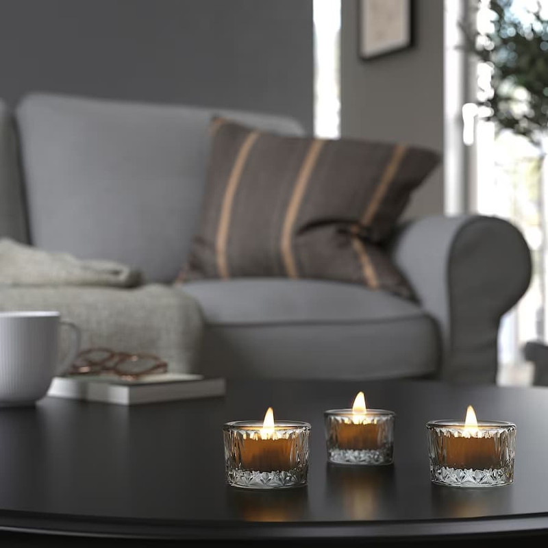 جاشمعی ایکیا مدل SMÄLLSPIREA به همراه شمع LED مجموعه 6 عددی
