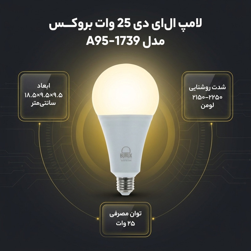 لامپ ال ای دی 25 وات بروکس مدل 1739-A95 پایه E27