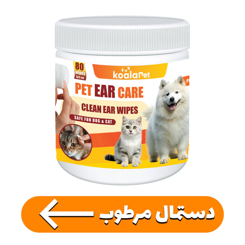 دستمال مرطوب سگ و گربه مخصوص گوش و اطراف چشم کوالاپت مدل  Wipes03 بسته دو عددی