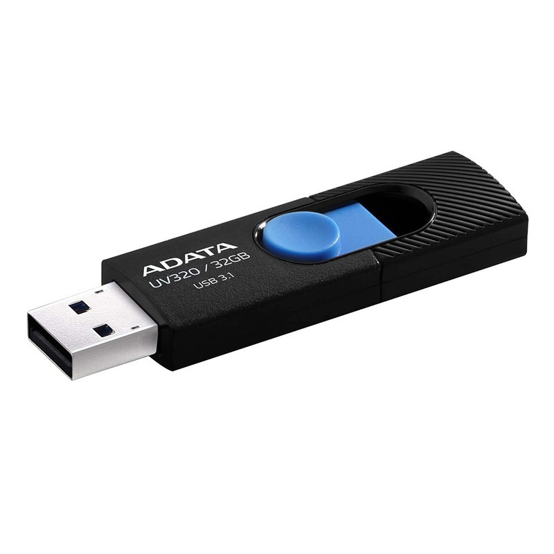 فلش مموری 32 گیگابایت ای دیتا مدل UV320 با درگاه USB 3.1 کشویی و سازگار با ویندوز، مک و لینوکس، مناسب انتقال سریع اطلاعات تا 10 گیگابیت بر ثانیه