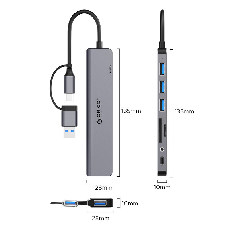 هاب 8 پورت USB-C اوریکو مدل YSA8-U3