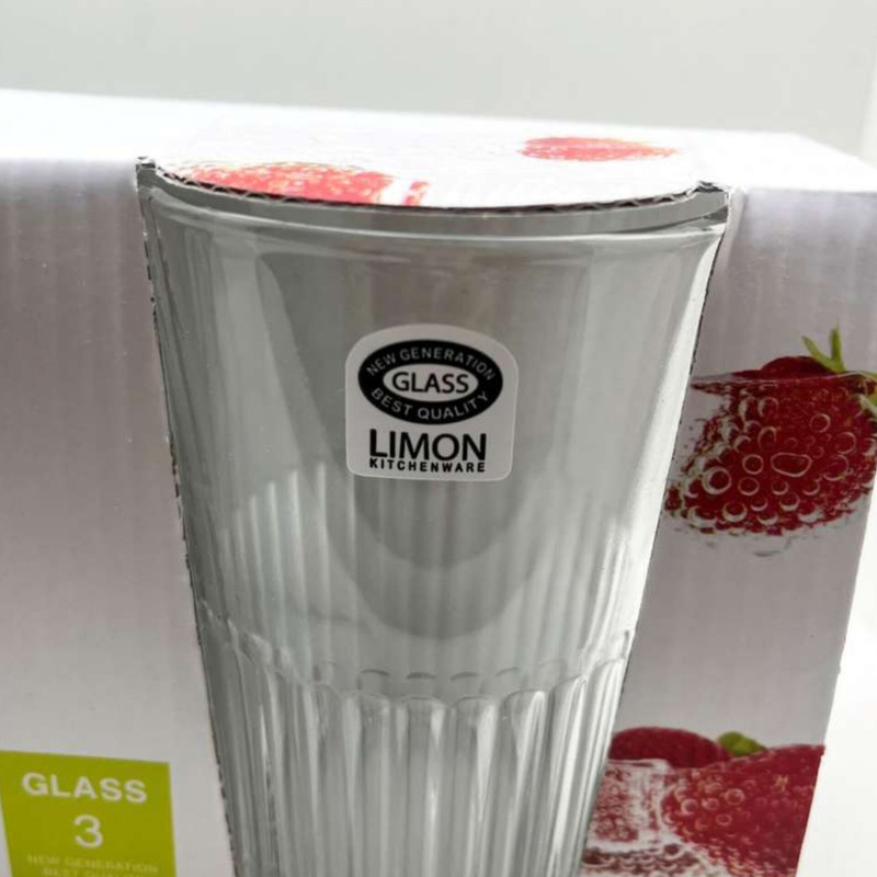 لیوان لیمون مدل شیاردار کد 350Ml بسته 3 عددی