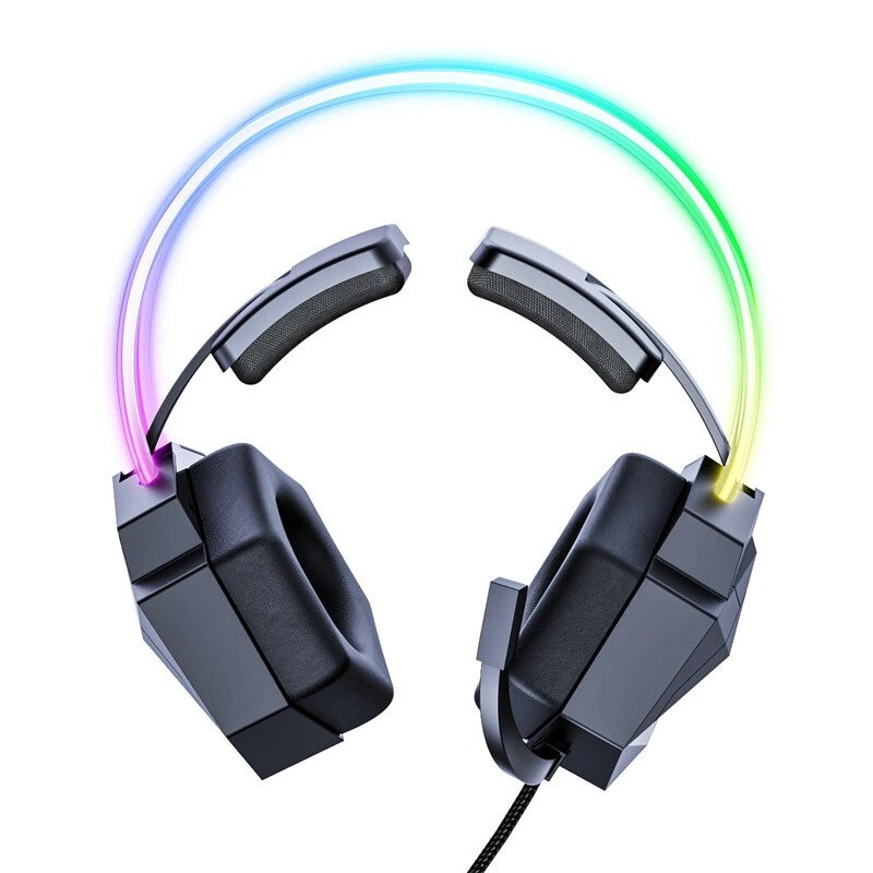 هدست گیمینگ ‌ برند اونیکوما مدل X20 با نویز کنسلینگ میکروفون، درگاه شارژ USB، دارای نورپردازی RGB، طراحی ارگونومیک و پدهای نرم و راحت