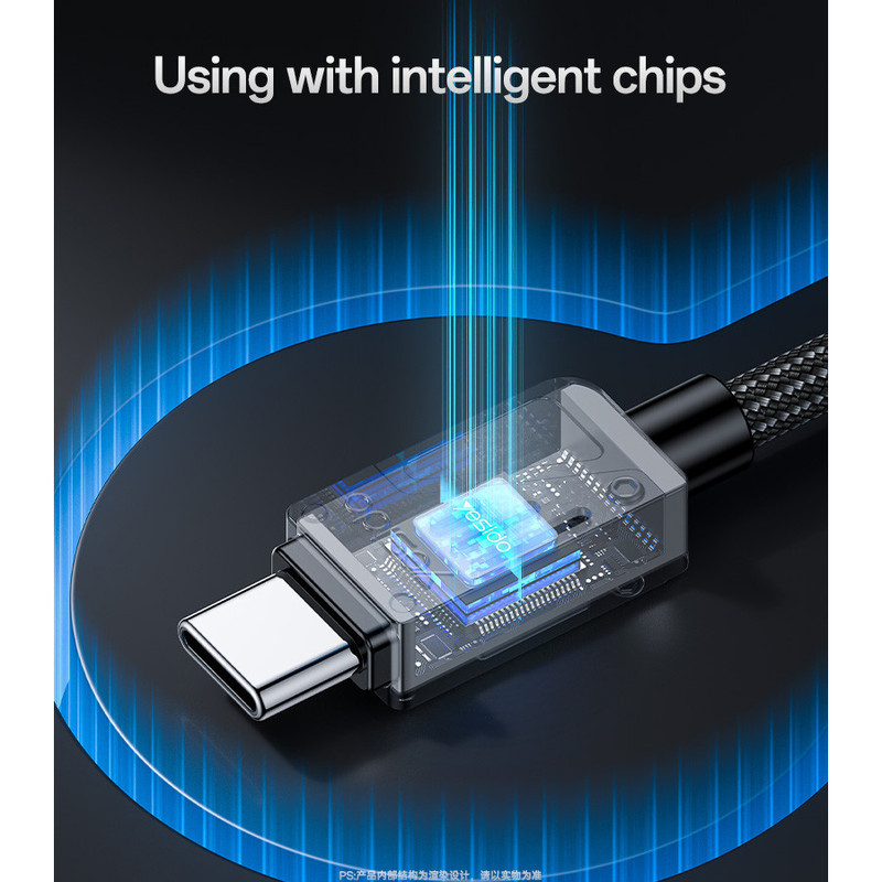 کابل USB-C یسیدو مدل CA196 60W طول 1.2 متر
