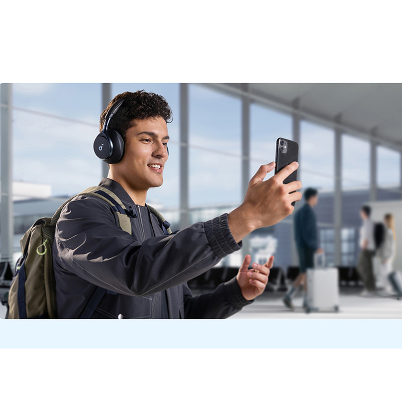 هدفون بی‌سیم انکر مدل Space One با نویز کنسلینگ فعال (ANC)، درگاه شارژ USB Type-C، مقاوم در برابر رطوبت و عرق