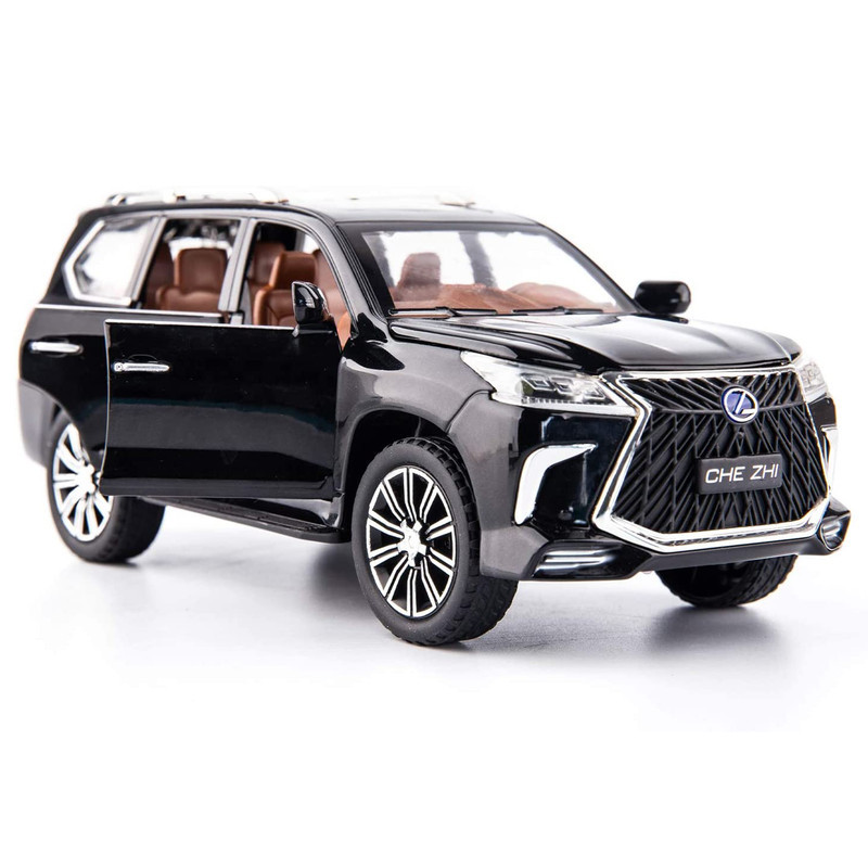 ماکت ماشین شاسی‌بلند لکسوس با مقیاس 1:24 چه ژی مدل LX570 بدنه آلیاژی، چرخ لاستیکی، درهای بازشو بغل، دارای صدا و نور عقب