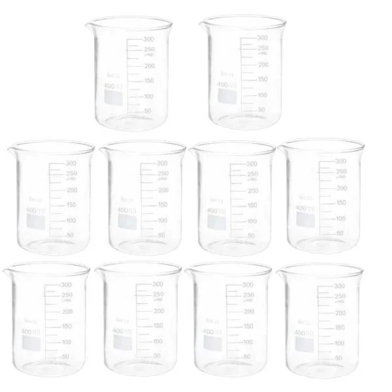 بشر آزمایشگاه مدل beaker ظرفیت 400 میلی لیتر بسته 10 عددی