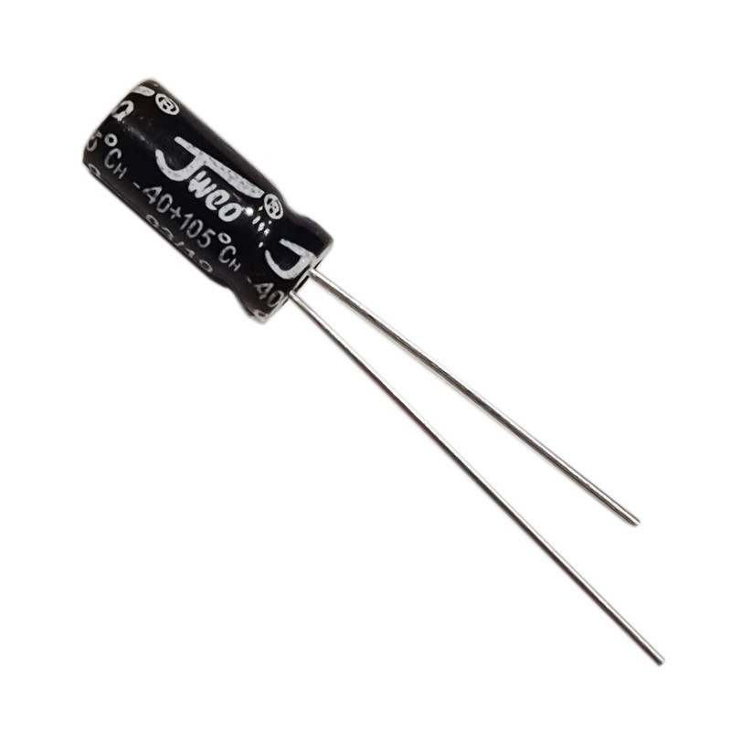 خازن الکترولیتی 1 میکرو فاراد 50 ولت جی دبلیو کو مدل 1uf-50v بسته 100 عددی