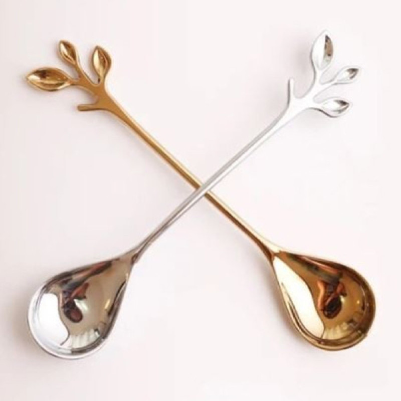 قاشق چای خوری مدل گلبرگ بسته دو عددی