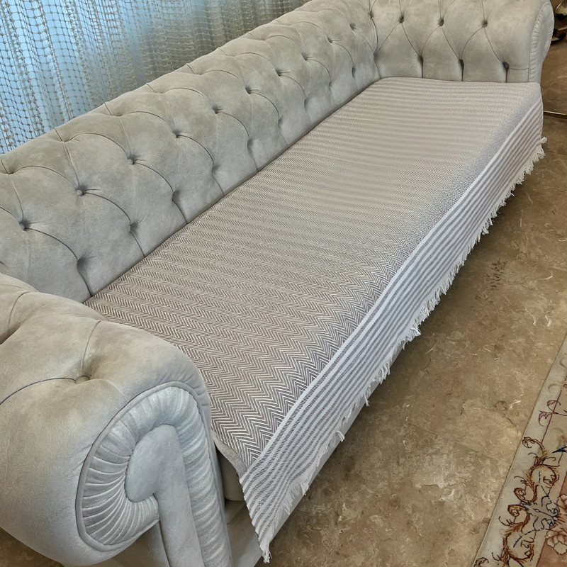 شال مبل و تخت مدل پنبه ترک طرح زیگزاگی سایز 210x170 سانتی متر