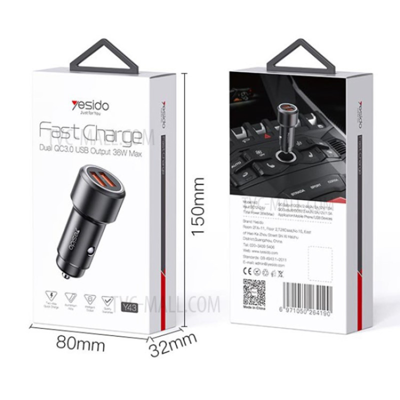 شارژر فندکی یسیدو مدل Yesido Y43 Car Charger