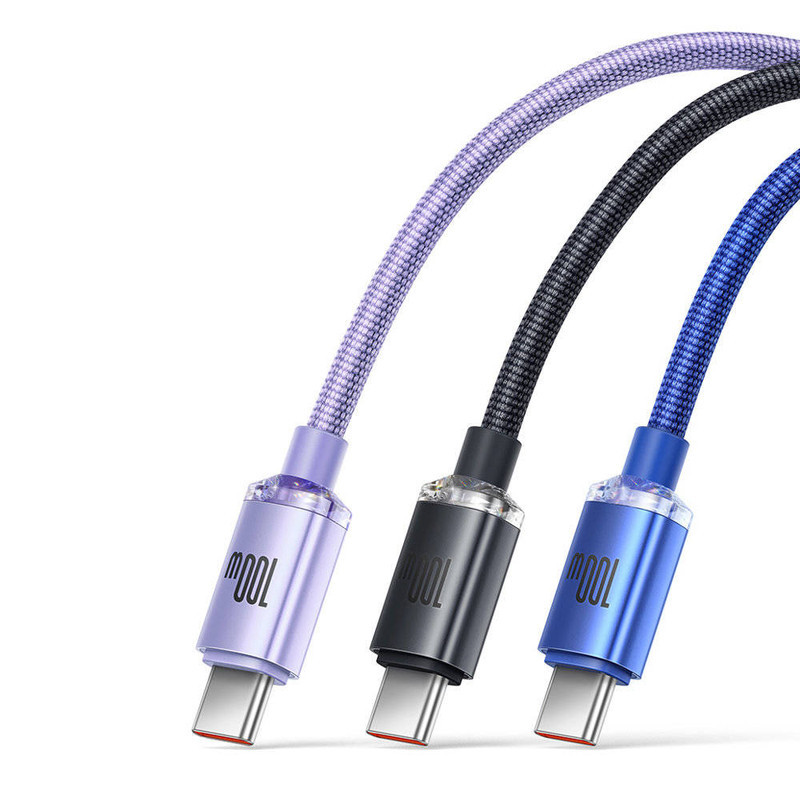 کابل تبدیل USB به USB-C باسئوس مدل Crystal Shine طول 2 متر