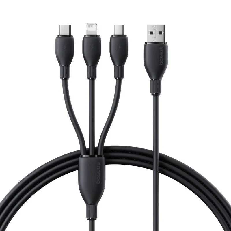 کابل تبدیل USB به لایتنینگUSB-Cmicro-USB بیسوس مدل Ultra-Fast 3.5A طول 1.3 متر