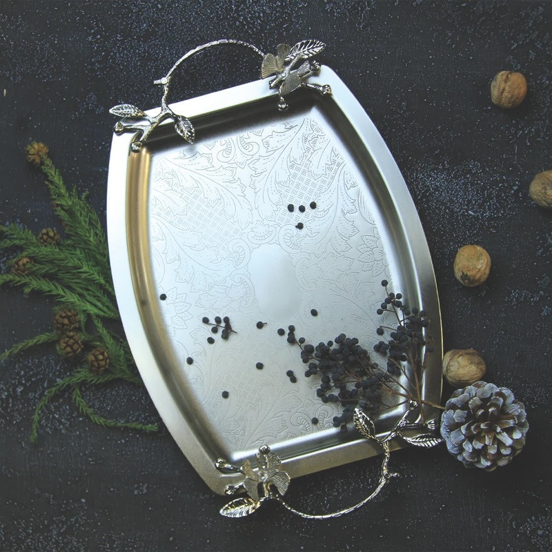 سینی دسته دار سالی نو مدل پروانه کد 608182 مجموعه دو عددی