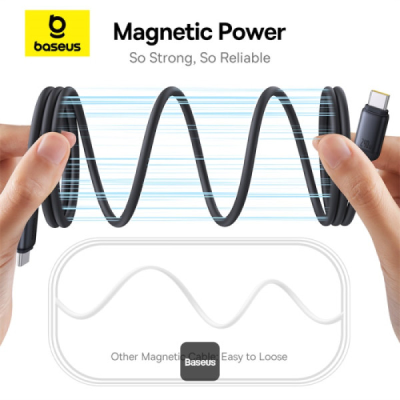 کابل USB-C بیسوس مدل PicoGo Magnetic 240W طول 1 متر