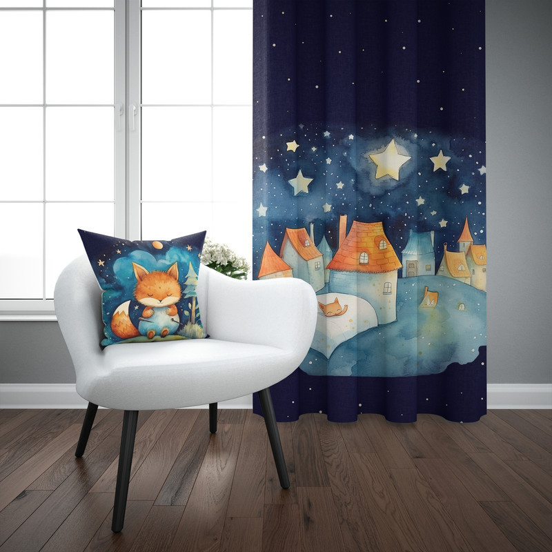 پرده مدل اتاق کودک طرح پسرانه روباه عاشق سایز 280x140 سانتی متر