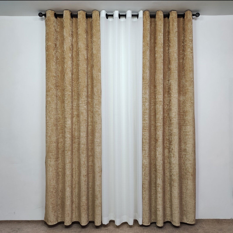 پرده مدل  پانچ مخمل ساده شانل سایز 280x145 سانتی‌متر
