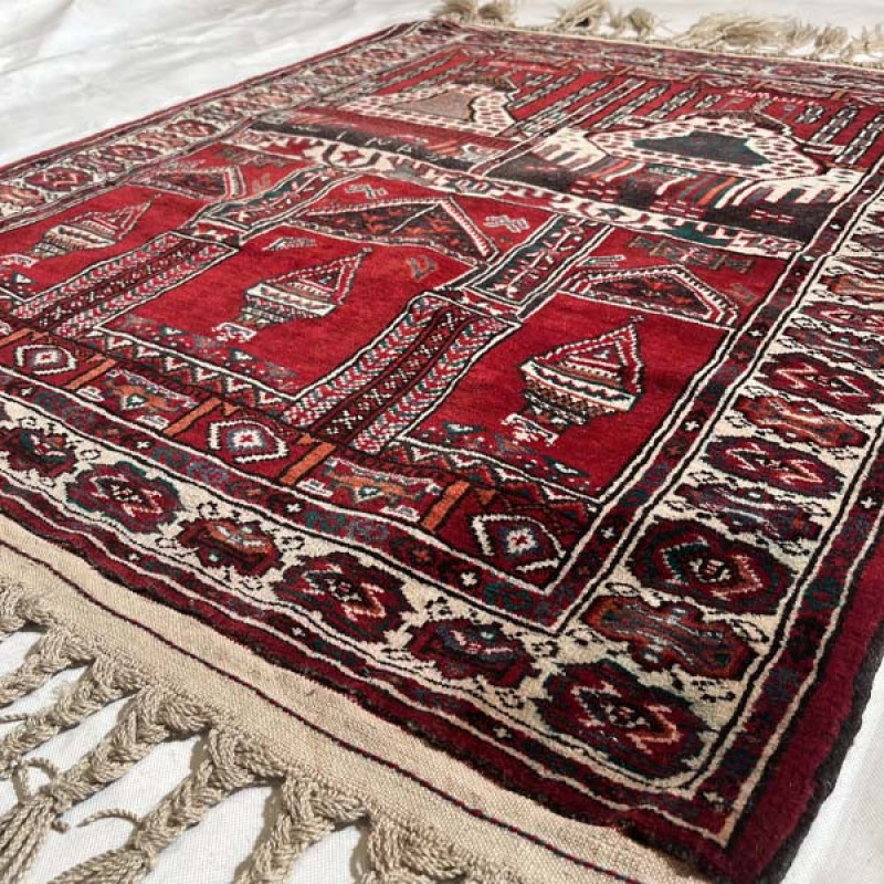 فرش دستبافت یک متری مدل بلوچ کد Nkpa.ha18 زمینه قرمز