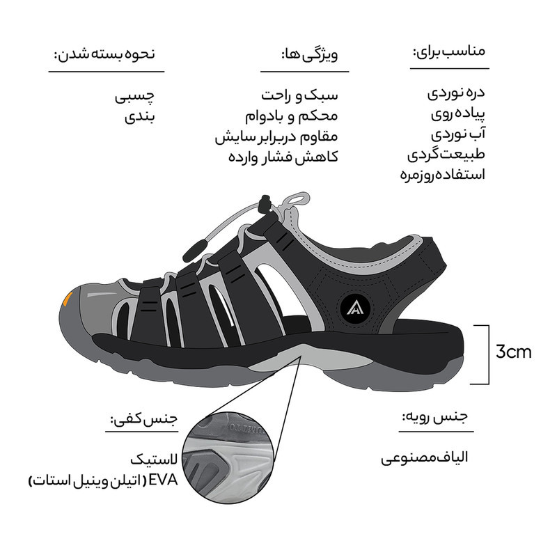 صندل مردانه هامتو مدل 710445A-17