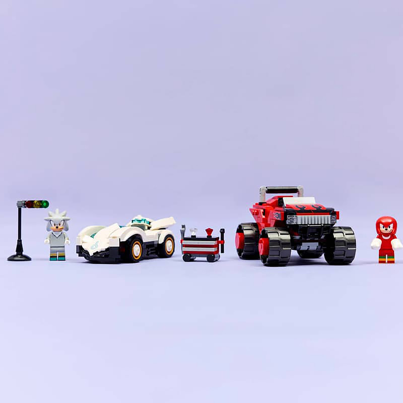لگو 378 تکه سری LEGO Sonic the Hedgehog مدل Silver's Car vs. Knuckles' Monster Truck کد 77118