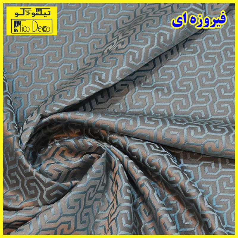 پرده تیکو دکو مدل  دوخت ساده ساتن ژاکارت ابریشم کد greek key سایز 280x300 سانتی‌متر