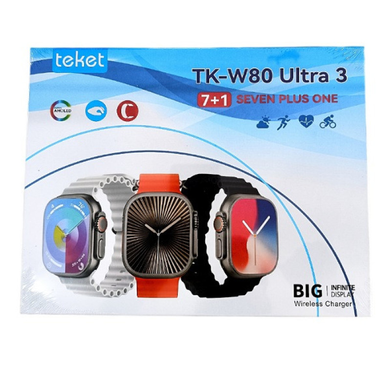 ساعت هوشمند 49 میلی متری تیکت مدل TK-W80 به همراه 6 بند سیلیکونی