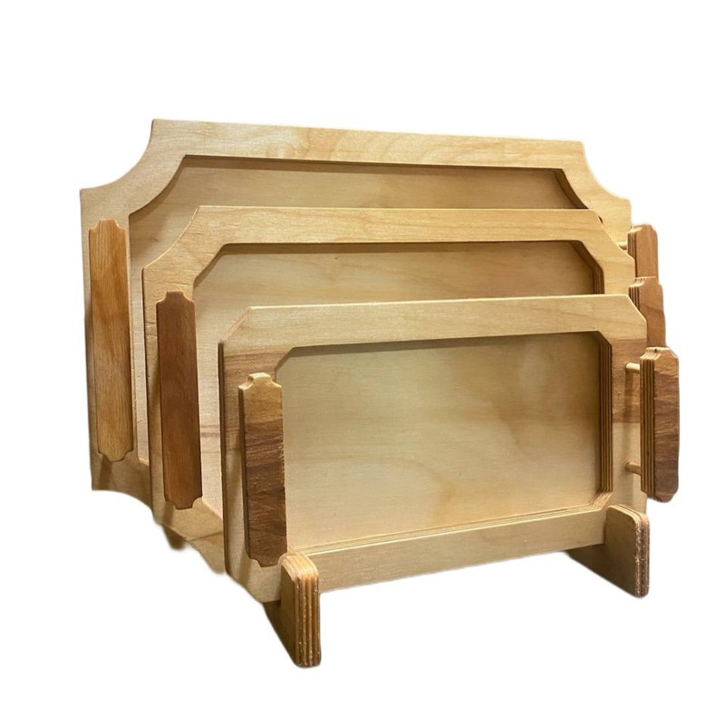 سینی چوبی مدل مستطیل کد NK13 مجموعه 3 عددی