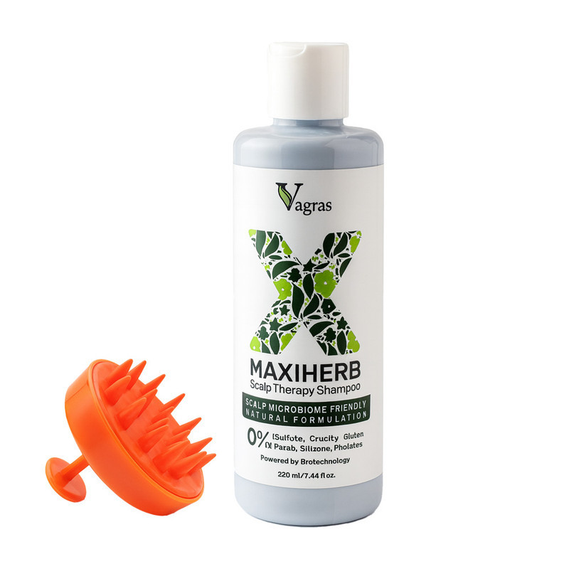 شامپو مو واگراس مدل MAXIHERB مناسب برای انواع مو حجم 220 میلی لیتر به همراه ماساژور کف سر