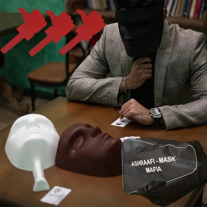 "ماسک ایفای نقش مافیا مدل ASHRAFI به همراه لایک و کیف بسته 21 عددی