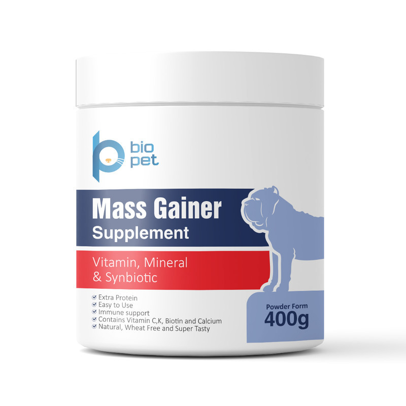 پودر مکمل سگ بایو پت مدل عضله‌ساز Mass Gainer وزن 400 گرم